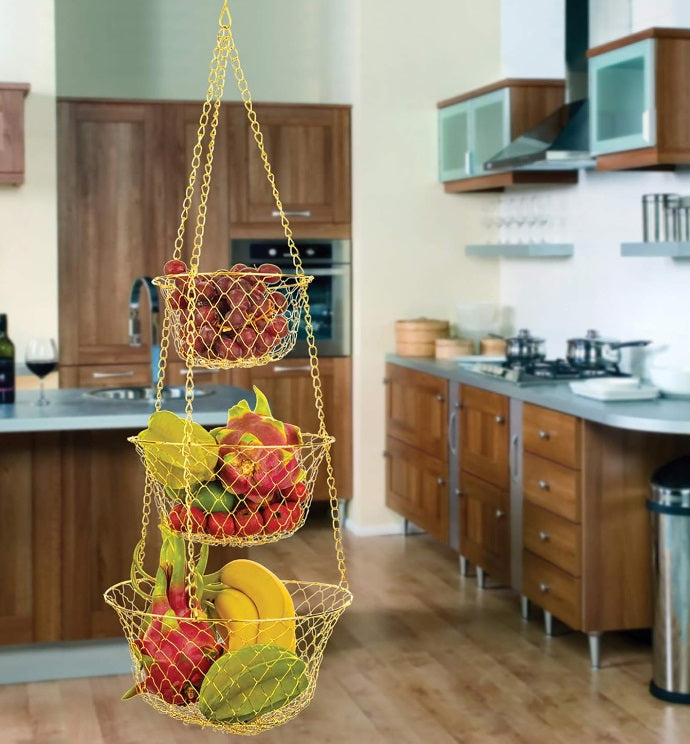 Fox Run Gold Wire Hanging Fruit Basket