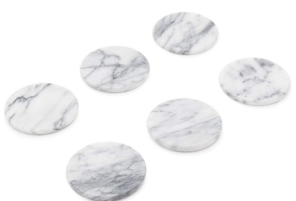 Fox Run White Marble Coaster Set of 6