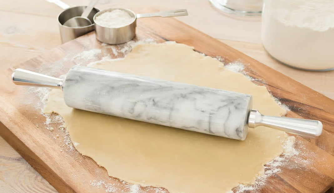 Fox Run White Marble Rolling Pin With Aluminum Handles