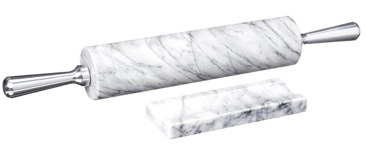 Fox Run White Marble Rolling Pin With Aluminum Handles