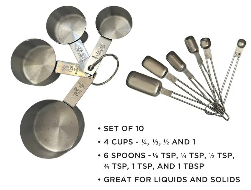 Fox Run Stainless Steel Measuring Cup & Spoon Set of 10