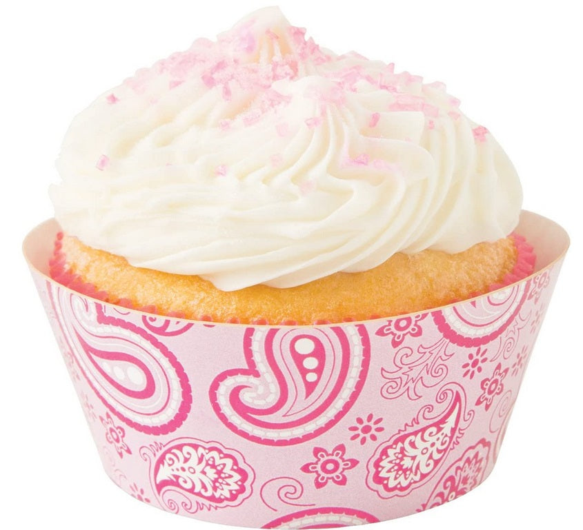 Fox Run Paisley Pink & Blue Cupcake Wrap Set of 12