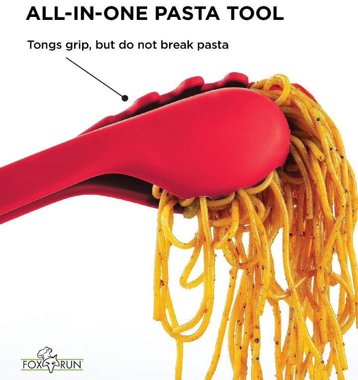 Fox Run 2 in 1 Silicone Pasta Serving Tongs with Measurer