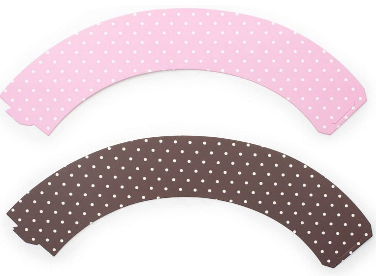 Fox Run Polka Dot Pink & Brown Cupcake Wrap Set of 12