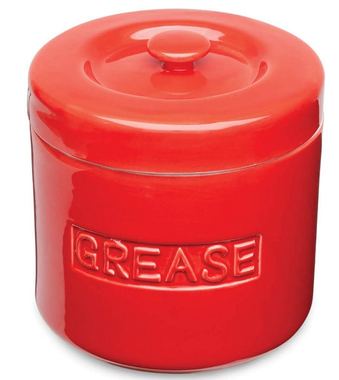 Fox Run Red Porcelain Grease Container