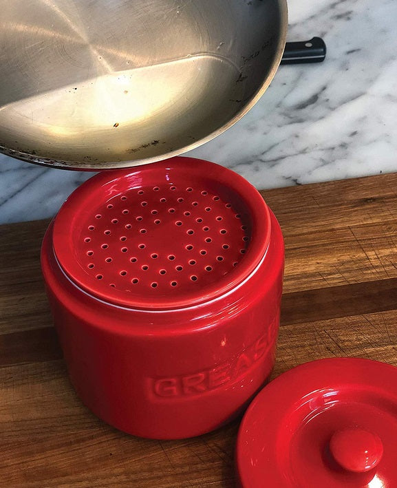 Fox Run Red Porcelain Grease Container