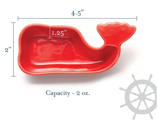 Fox Run Red Ceramic Whale Condiment Cups Set of 4