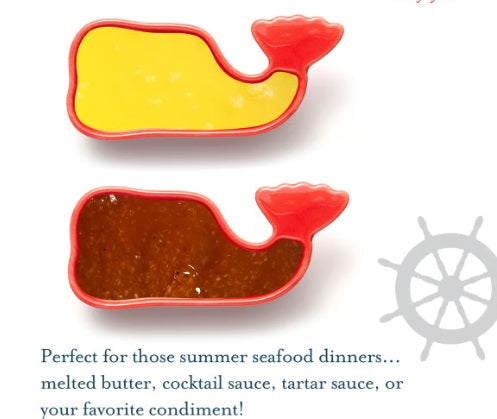 Fox Run Red Ceramic Whale Condiment Cups Set of 4