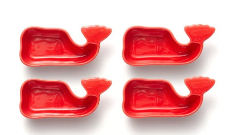 Fox Run Red Ceramic Whale Condiment Cups Set of 4