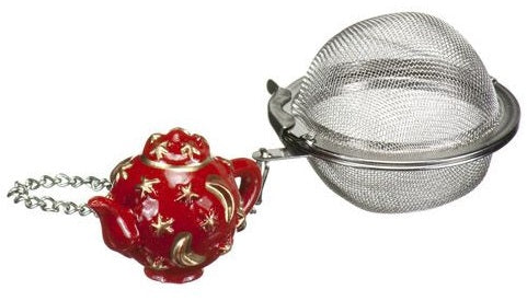 G & H Tea Services Tea Infuser Ball with Red Teapot Ornament