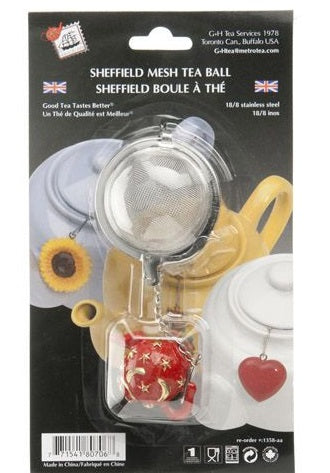 G & H Tea Services Tea Infuser Ball with Red Teapot Ornament