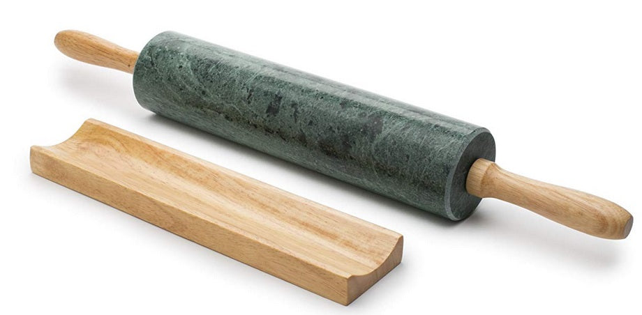 Fox Run Green Marble Rolling Pin 10"