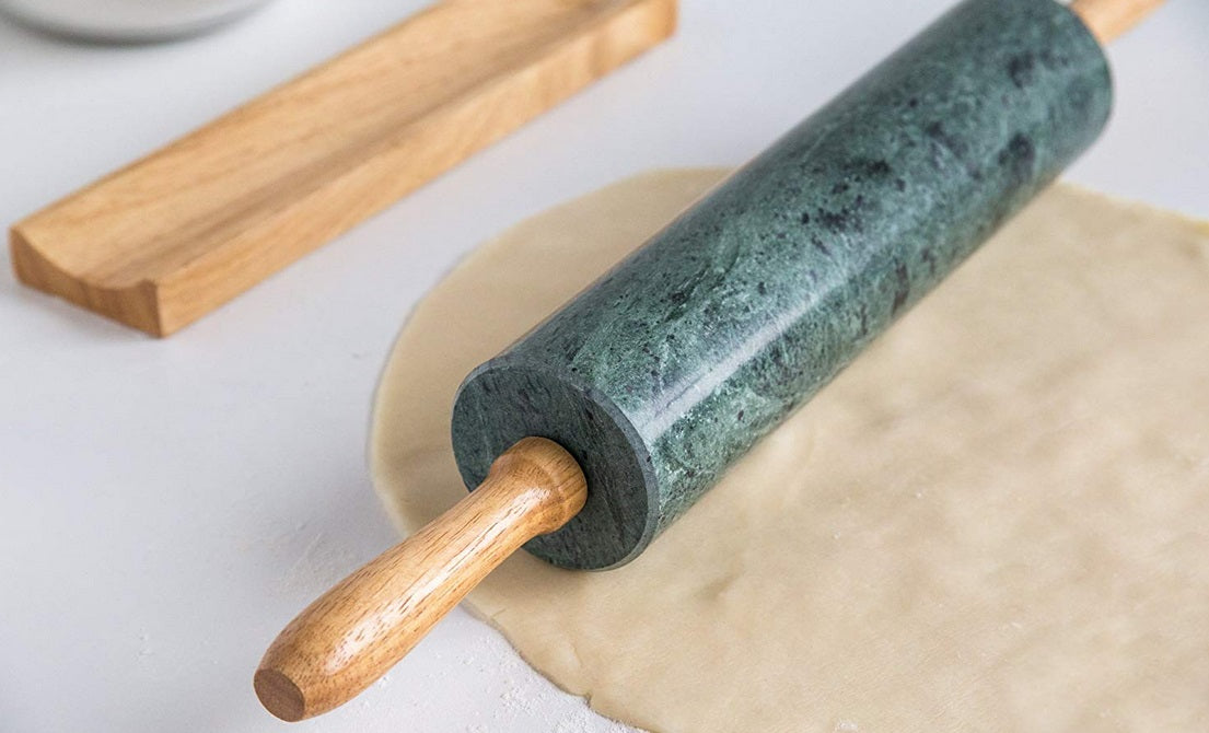 Fox Run Green Marble Rolling Pin 10"