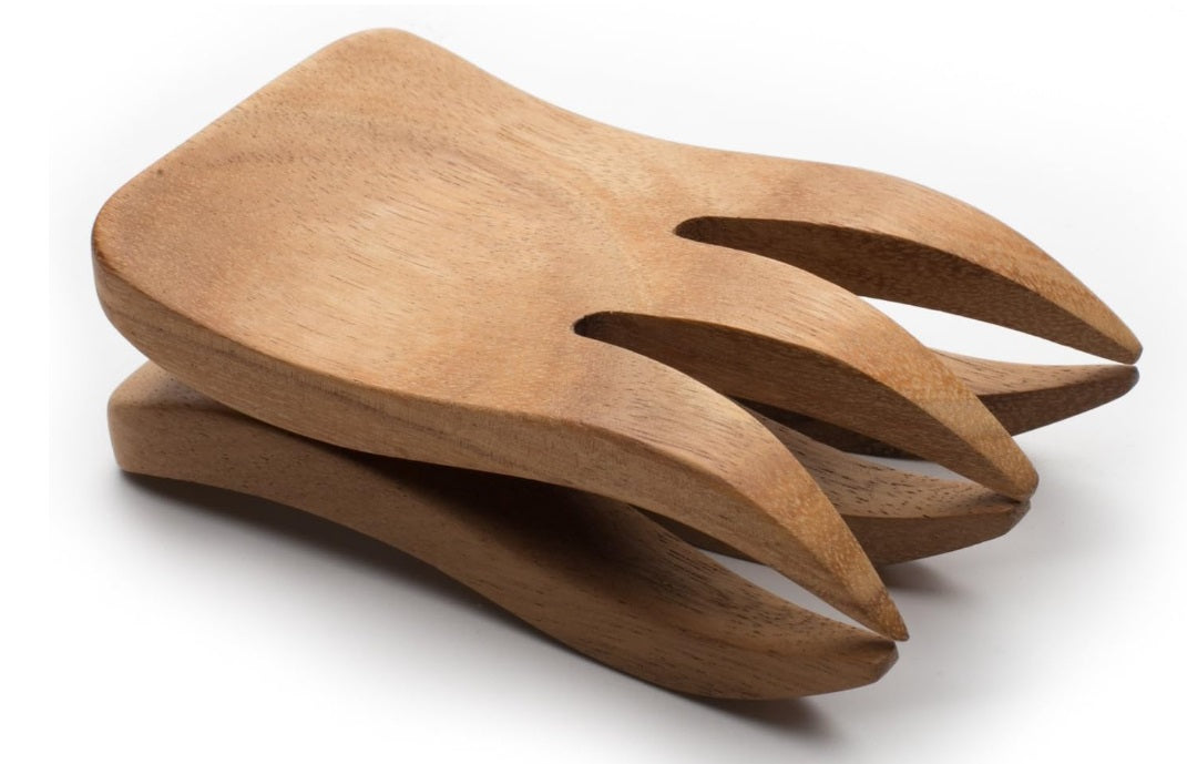 Ironwood Acacia Wood Bear Claws Salad Server Set of 2