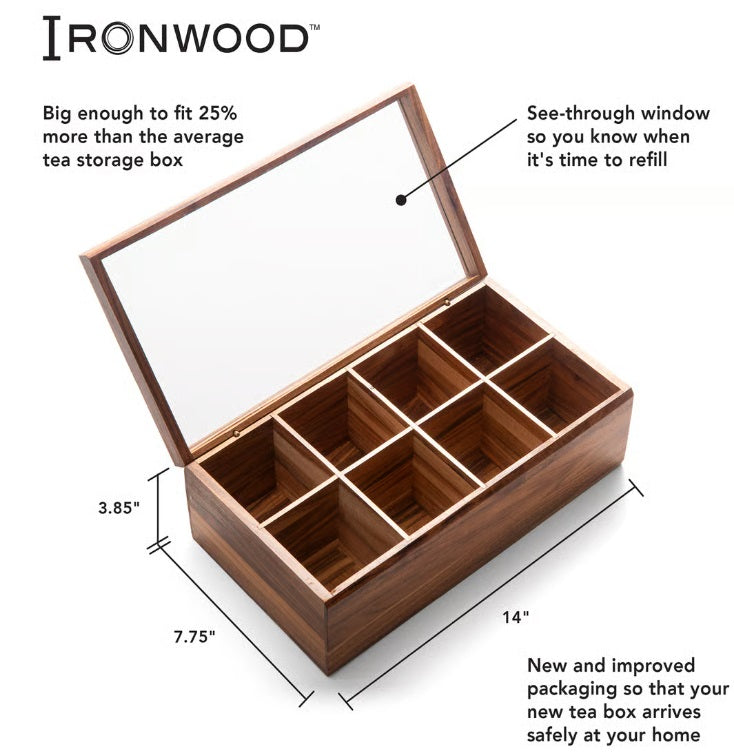 Ironwood Cornwall Tea Storage Box with Acyrlic Window