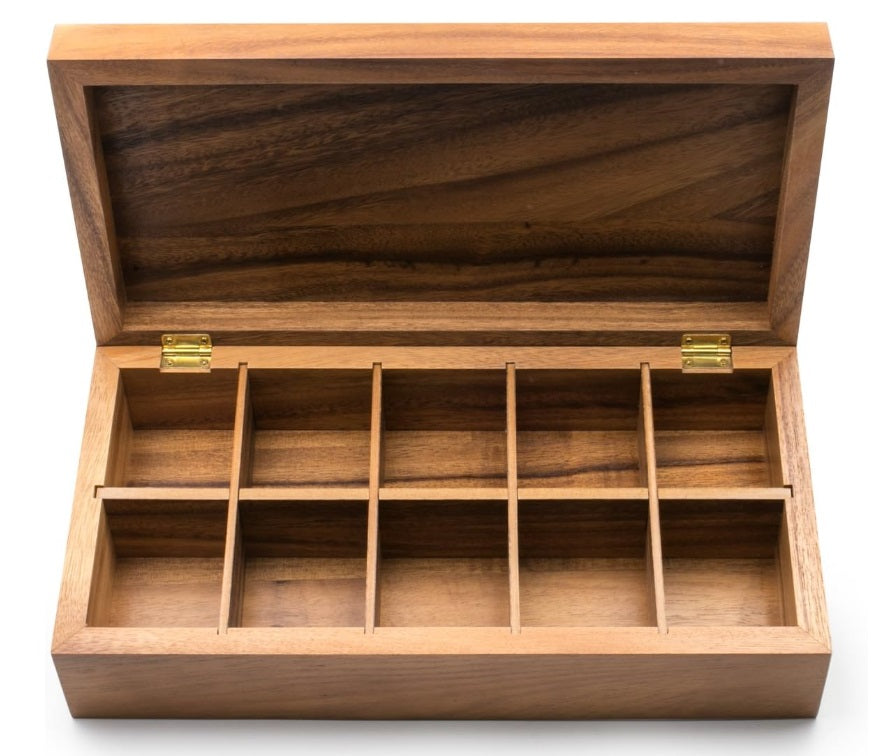 Ironwood Acacia Wood Rectangular Tea Storage Box