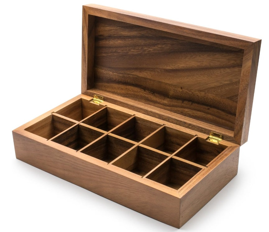 Ironwood Acacia Wood Rectangular Tea Storage Box