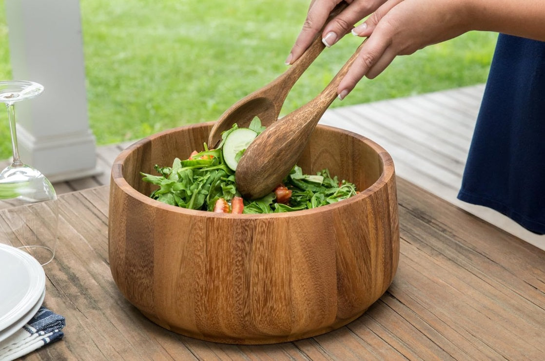 Ironwood Tulip Acacia Wood Salad Bowl