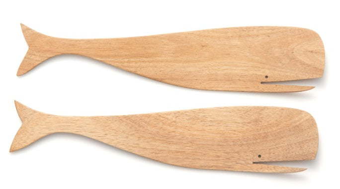 Ironwood Acacia Wood Whale Salad Servers