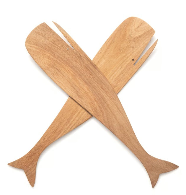 Ironwood Acacia Wood Whale Salad Servers