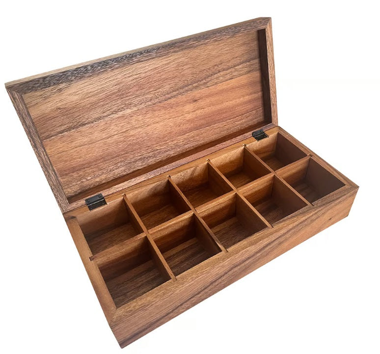 Ironwood XL Rectangular Acacia Wood Tea Bag Storage Box