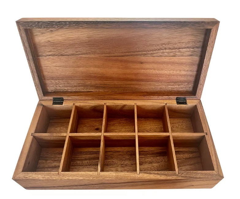 Ironwood XL Rectangular Acacia Wood Tea Bag Storage Box