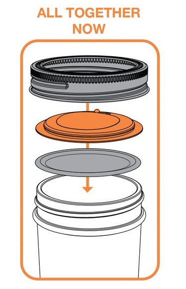 Jarware Set of 4 Orange Mason Jar Lid