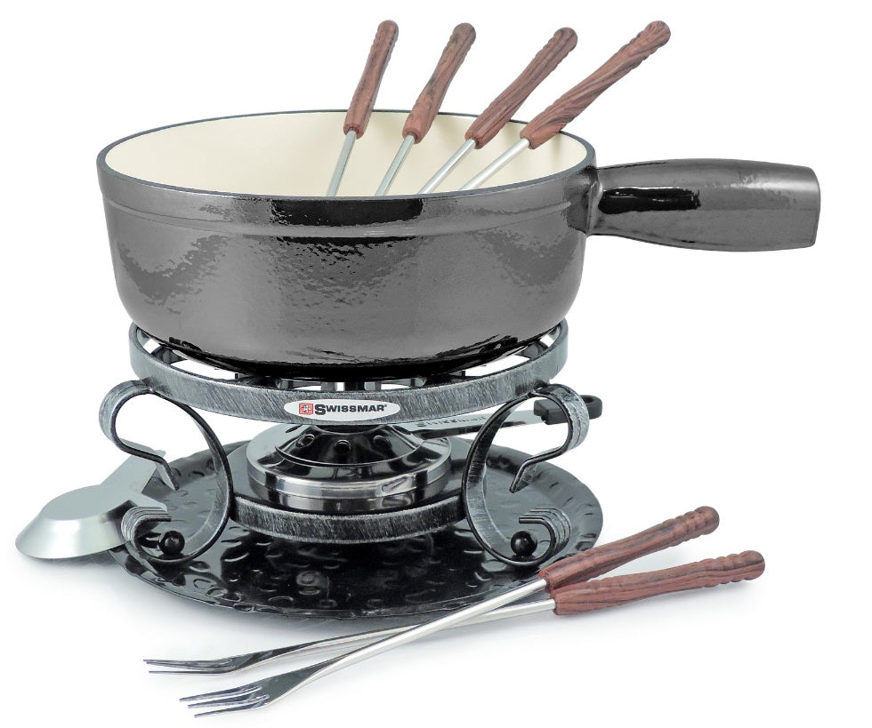 Swissmar Metallic Black Lugano Cheese Fondue Set