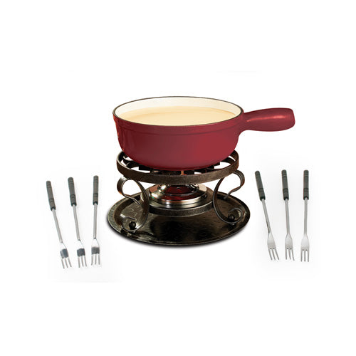 Swissmar Lugano Cherry Red Cheese Fondue Set