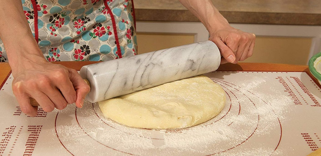 Fox Run White Marble Rolling Pin 10"