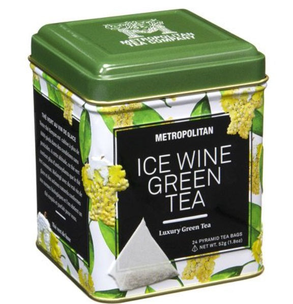 Metropolitan Tea Company Ice Wine Green Tea Souvenir Tin Box of 24 Tea Bags