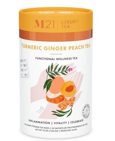 Metropolitan Tea M21 Turmeric Ginger Peach Tea Can Of 24 Bags