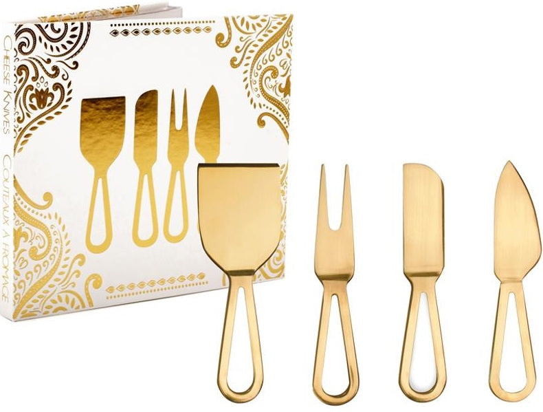 Natural Living Cheese Knife Set with Gold Finish