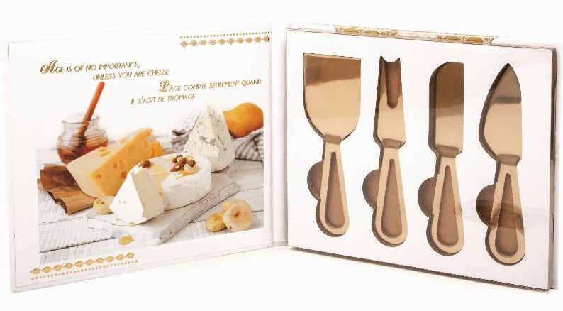 Natural Living Cheese Knife Set with Gold Finish