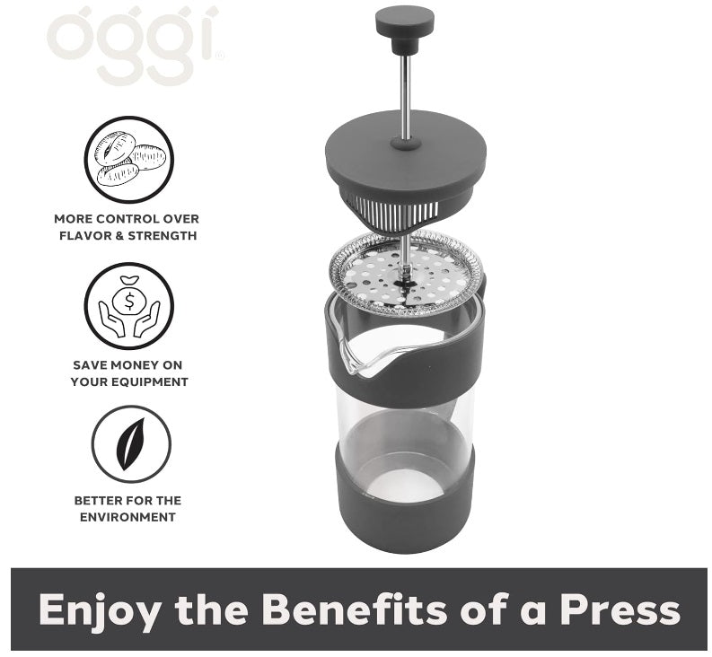 Oggi Brew 3-Cup French Press Charcoal Grey