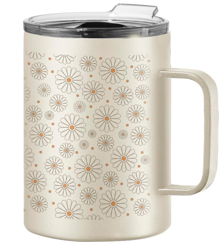 Oggi Daisy Thermomug Insulated Double Walled Mug with Lid