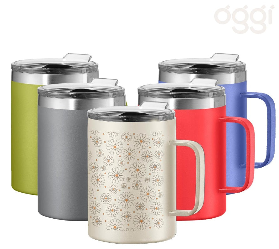 Oggi Daisy Thermomug Insulated Double Walled Mug with Lid