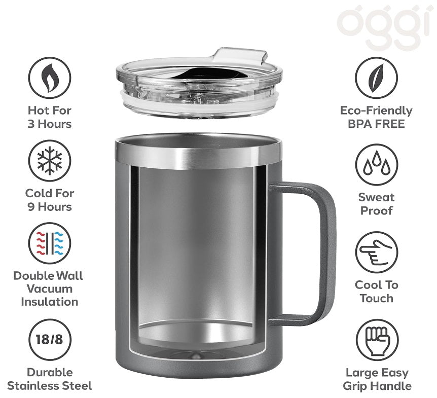 Oggi Bees Thermomug Insulated Double Walled Mug with Lid