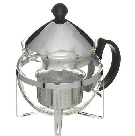 G & H Tea Services Chrome Glass Tea Maker Teapot