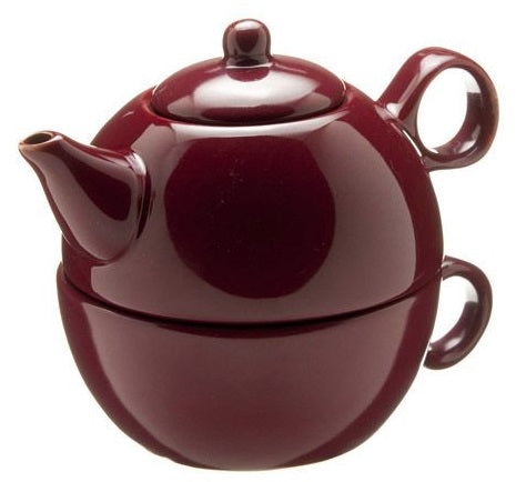 Old Amsterdam Burgundy 1-Cup Tea 4 One Teapot With Mug