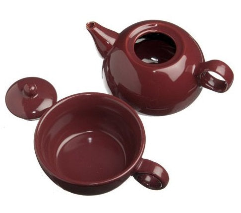 Old Amsterdam Burgundy 1-Cup Tea 4 One Teapot With Mug