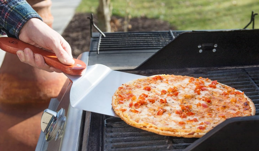 Outset Stainless Steel Pizza Peel with Rosewood Handle