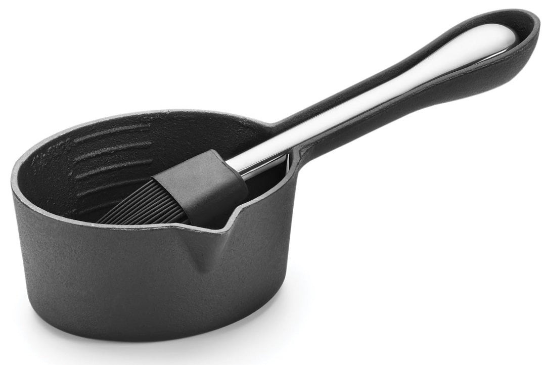 Outset Cast Iron Sauce Pot with Silicone Brush