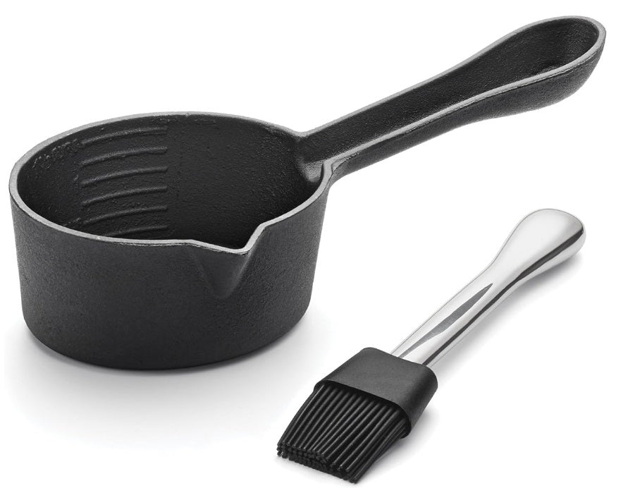 Outset Cast Iron Sauce Pot with Silicone Brush