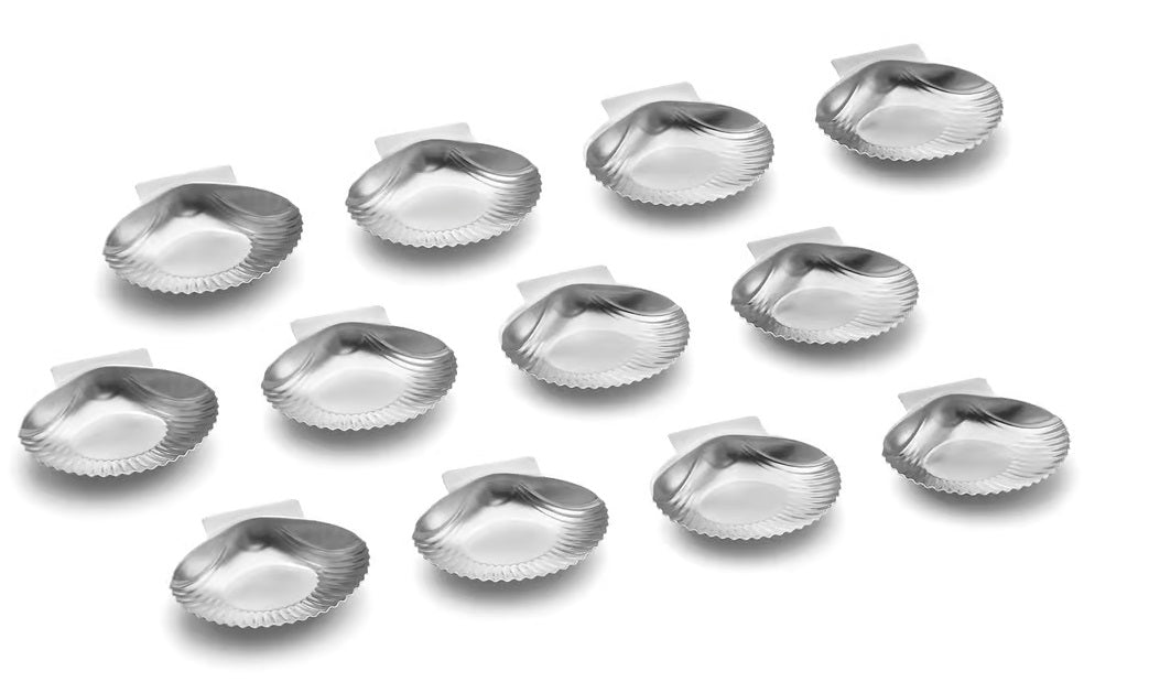 Outset Set of 12 Stainless Steel Grillable Sea Shells