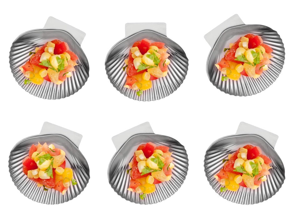 Outset Set of 12 Stainless Steel Grillable Sea Shells