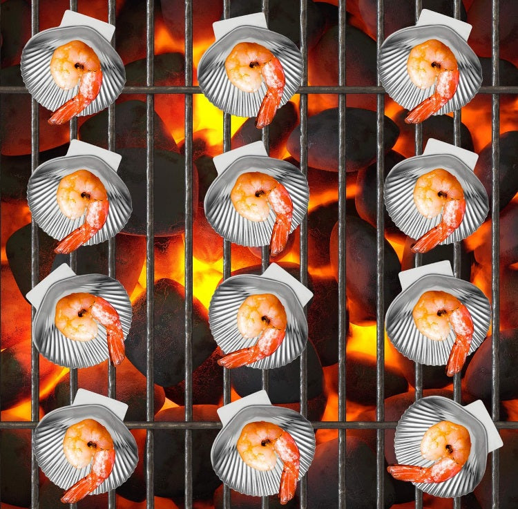 Outset Set of 12 Stainless Steel Grillable Sea Shells