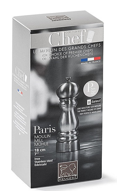 Peugeot Paris Chef u'Select Stainless Steel 18cm Pepper Mill