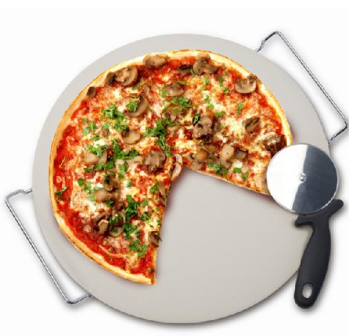 Danesco Pizza Stone with Rack & Pizza Wheel