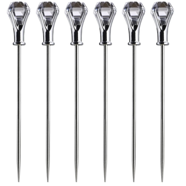 Prodyne Stainless Steel Diamond Head Martini Picks Set of 6